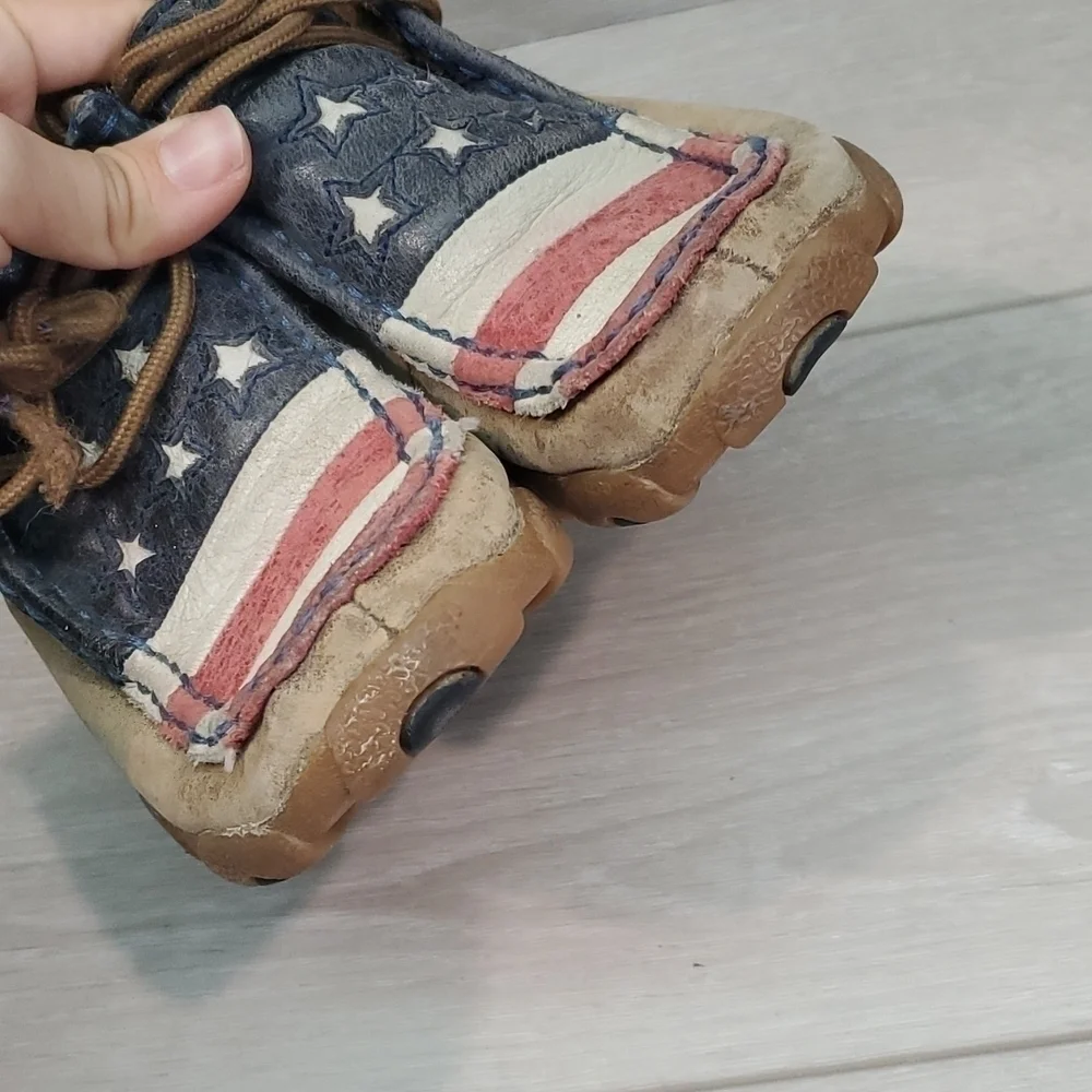 Twisted X Kids Boys Moc Hi Top American Flag Driving Shoes sz 12
